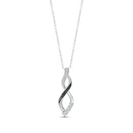 Black & White Diamond Infinity Necklace Sterling Silver 18&quot;