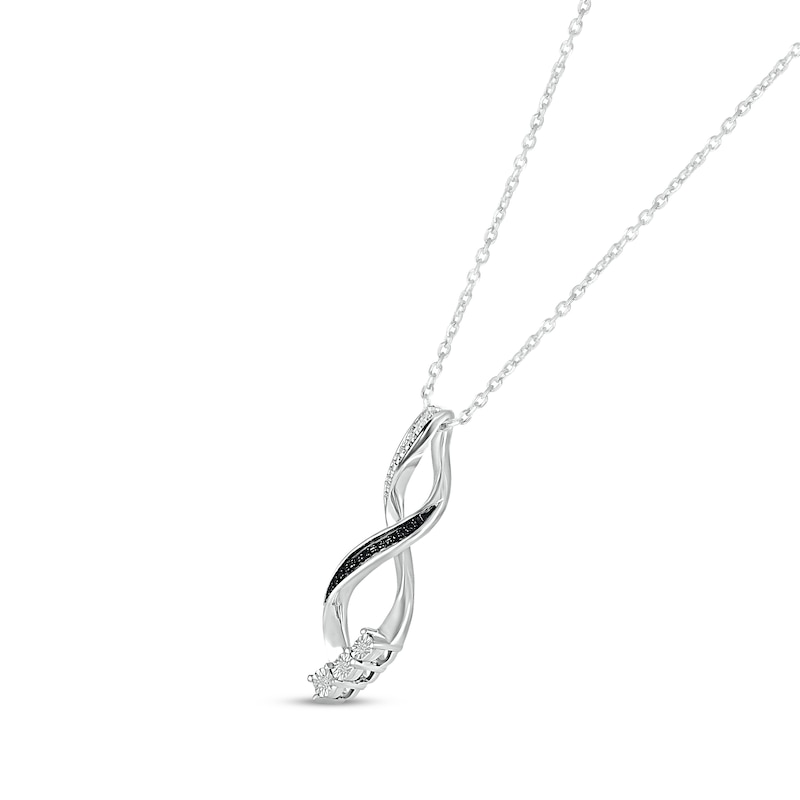 Main Image 2 of Black & White Diamond Infinity Necklace Sterling Silver 18&quot;