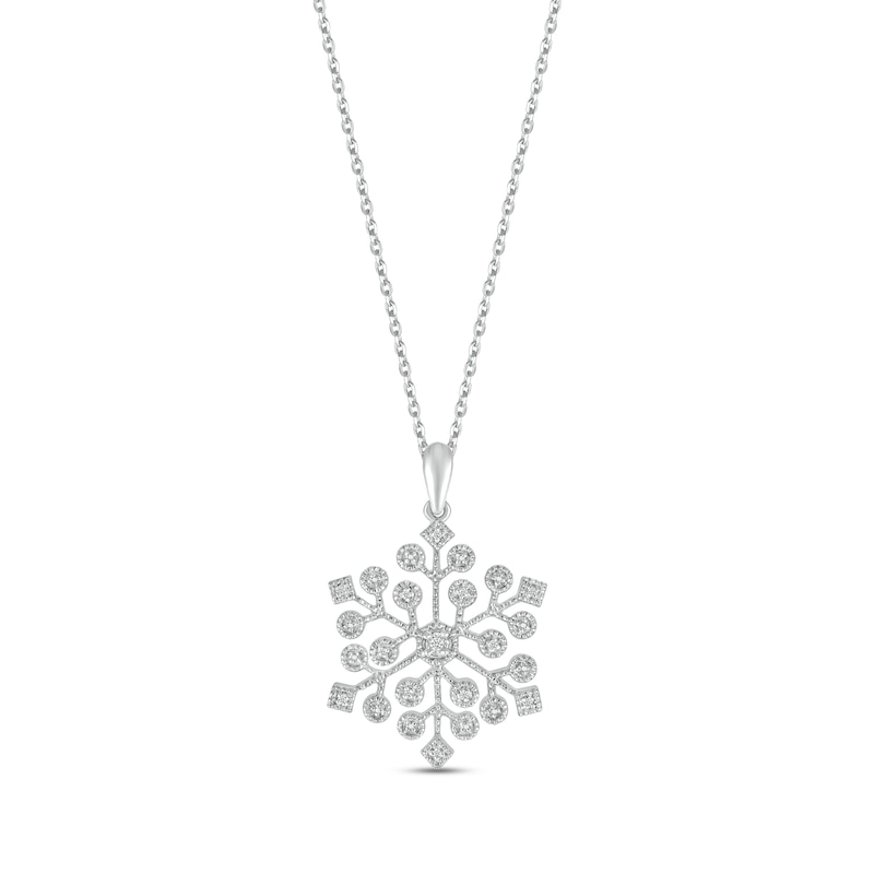 Main Image 1 of Diamond Snowflake Necklace Sterling Silver 18&quot;