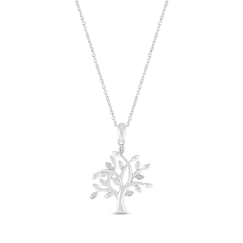 Main Image 1 of Diamond Family Tree Necklace Sterling Silver 18&quot;