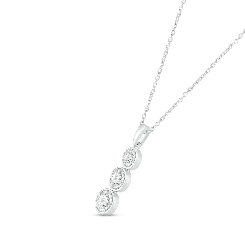 Main Image 2 of Diamond Three-Stone Drop Necklace 1/20 ct tw Round-cut Sterling Silver 18&quot;