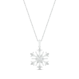 Diamond Snowflake Necklace 1/20 ct tw Round-cut Sterling Silver 18&quot;