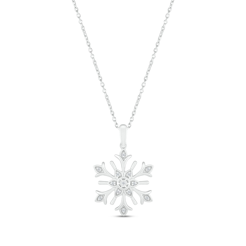 Main Image 1 of Diamond Snowflake Necklace 1/20 ct tw Round-cut Sterling Silver 18&quot;