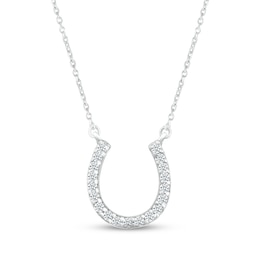 Diamond Horseshoe Necklace 1/20 ct tw Round-cut Sterling Silver 18&quot;