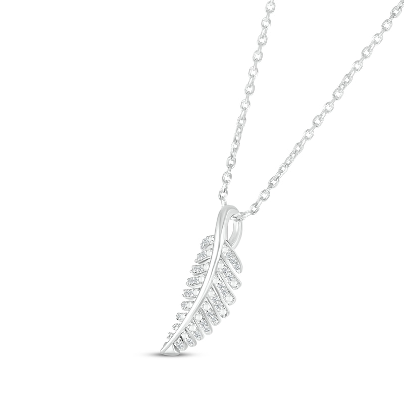 Main Image 2 of Diamond Palm Leaf Necklace 1/10 ct tw Round-cut Sterling Silver 18&quot;