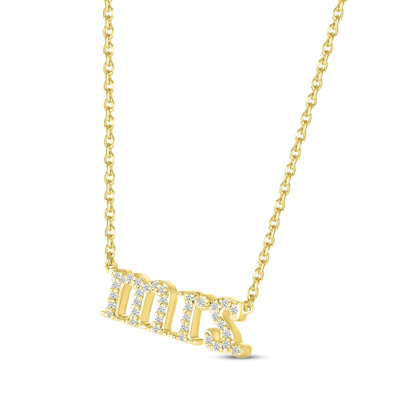 Main Image 2 of Diamond &quot;Mrs.&quot; Necklace 1/15 ct tw Round-cut 10K Yellow Gold 18&quot;