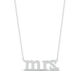 Diamond &quot;Mrs.&quot; Necklace 1/15 ct tw Round-cut Sterling Silver 18&quot;