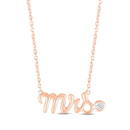 Diamond &quot;Mrs.&quot; Script Necklace 10K Rose Gold 18&quot;