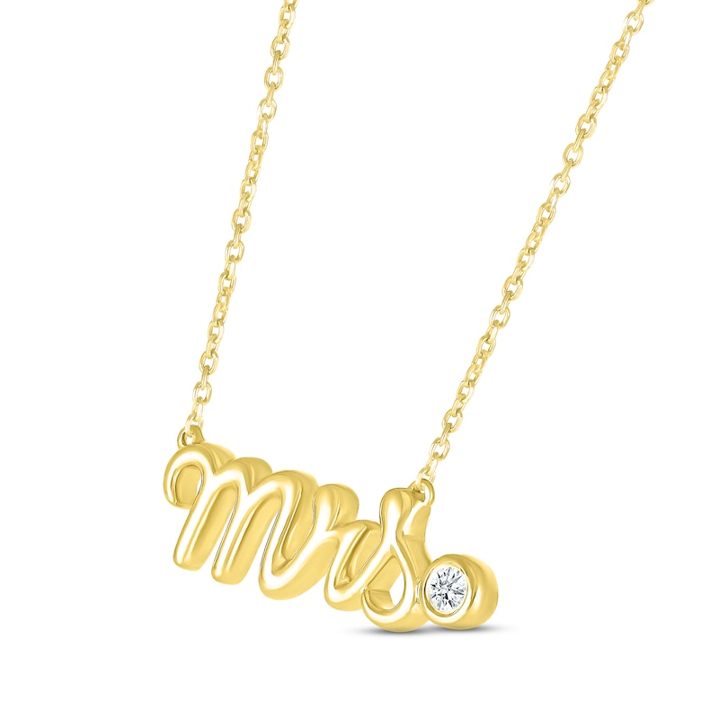 Main Image 2 of Diamond &quot;Mrs.&quot; Script Necklace 10K Yellow Gold 18&quot;