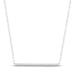 Diamond Bar Necklace 1/20 ct tw Round-cut 10K White Gold 18&quot;