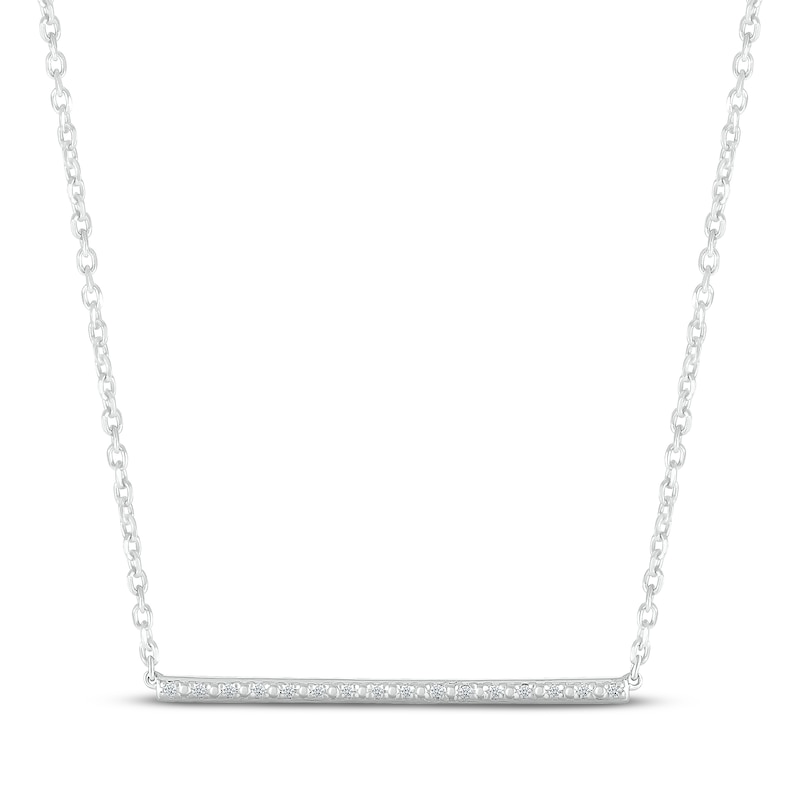 Main Image 1 of Diamond Bar Necklace 1/20 ct tw Round-cut 10K White Gold 18&quot;