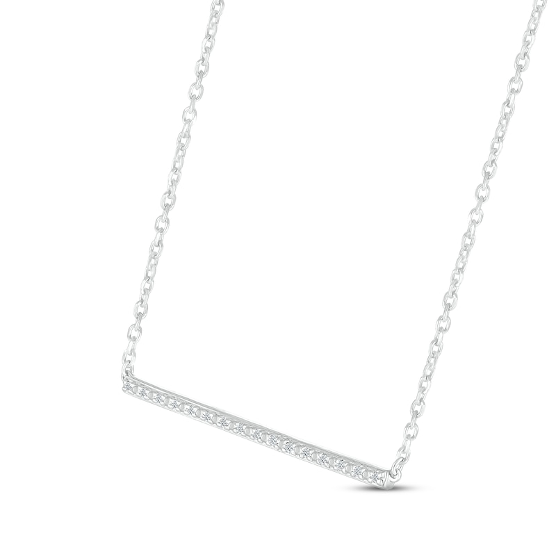 Main Image 2 of Diamond Bar Necklace 1/20 ct tw Round-cut 10K White Gold 18&quot;