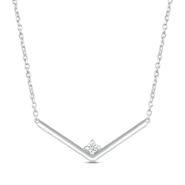 Diamond V Necklace Sterling Silver 18&quot;