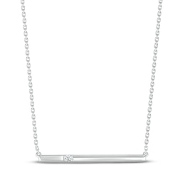 Diamond Bar Necklace Sterling Silver 18&quot;