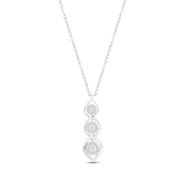 Diamond Twist Drop Necklace 1/10 ct tw Round-cut Sterling Silver 18&quot;