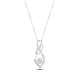 Diamond Twist Infinity Necklace 1/10 ct tw Round-cut Sterling Silver 18&quot;