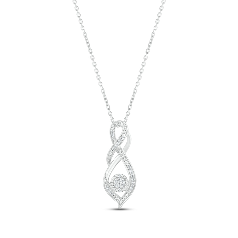 Main Image 1 of Diamond Twist Infinity Necklace 1/10 ct tw Round-cut Sterling Silver 18&quot;