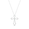 Thumbnail Image 1 of Diamond Pointed Cross Necklace 1/10 ct tw Round-cut Sterling Silver 18&quot;