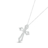 Thumbnail Image 2 of Diamond Pointed Cross Necklace 1/10 ct tw Round-cut Sterling Silver 18&quot;