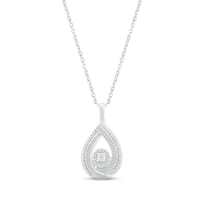 Diamond Teardrop Necklace 1/6 ct tw Round-cut Sterling Silver 18"