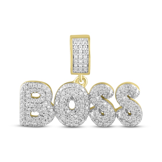 Men's Diamond "Boss" Charm 1/2 ct tw Round-cut 10K Yellow Gold