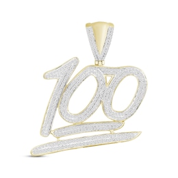 Men's Diamond &quot;100&quot; Charm 1 ct tw Round-cut 10K Yellow Gold