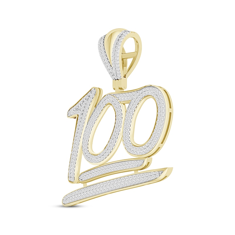 Main Image 2 of Men's Diamond &quot;100&quot; Charm 1 ct tw Round-cut 10K Yellow Gold