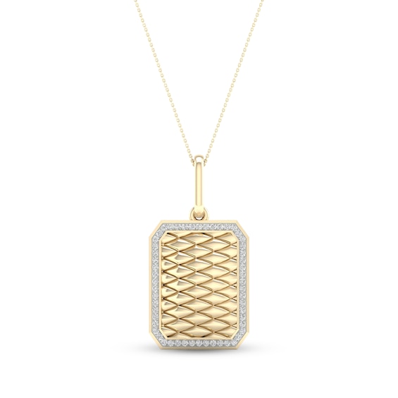 Men's Diamond Dog Tag Pendant 7/8 ct tw Round-cut 10K Yellow Gold