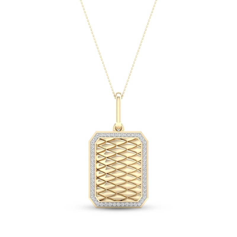 Diamond Dog Tag Pendant (1/3 Ct. tw.) - 14K Yellow Gold