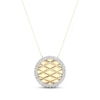 Thumbnail Image 1 of Diamond Edge Quilted Circle Necklace 1/5 ct tw Round-cut 10K Yellow Gold 18&quot;