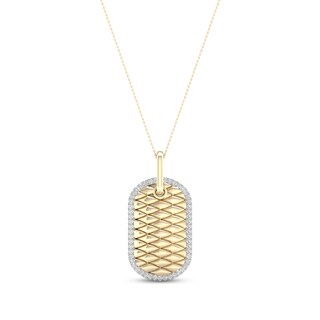 Men's Diamond Dog Tag Pendant 7/8 ct tw Round-cut 10K Yellow Gold