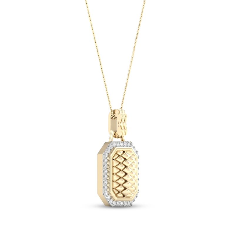 Main Image 2 of Diamond Edge Quilted Octagon Necklace 1/4 ct tw Round-cut 10K Yellow Gold 18&quot;