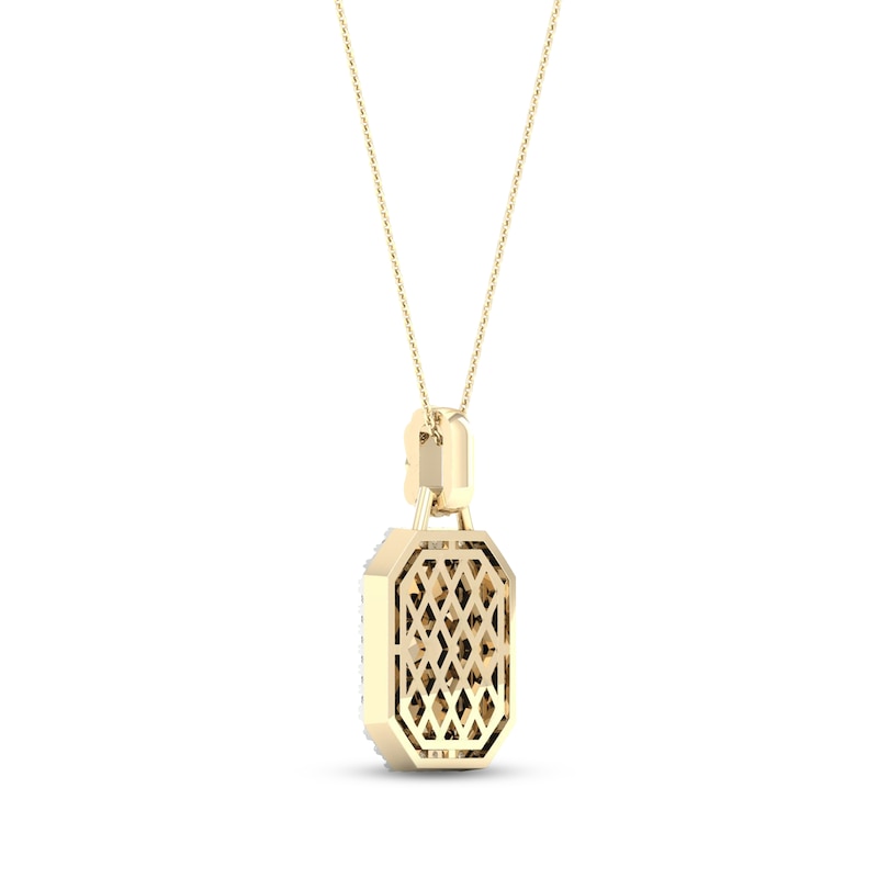 Main Image 4 of Diamond Edge Quilted Octagon Necklace 1/4 ct tw Round-cut 10K Yellow Gold 18&quot;