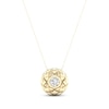 Thumbnail Image 1 of Diamond Solitaire Bezel Quilted Circle Necklace 1/4 ct tw Round-cut 10K Yellow Gold 18&quot;