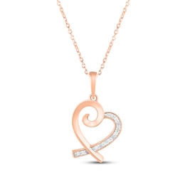 Diamond Swirl Heart Necklace 10K Rose Gold 18&quot;