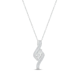 Diamond Three-Stone Swirl Necklace 1/4 ct tw Round-cut Sterling Silver 18&quot;