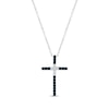 Thumbnail Image 1 of Black & White Diamond Cross Necklace 1/5 ct tw Round-cut Sterling Silver 18&quot;