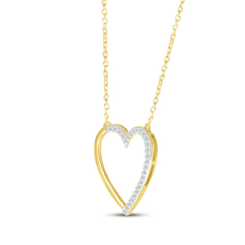 Diamond Heart Necklace 1/10 ct tw Round-cut 10K Yellow Gold 18