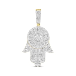 Men's Diamond Hamsa Charm 1-1/2 ct tw Round & Baguette-cut 10K Two-Tone Gold