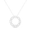 Thumbnail Image 0 of Diamond Hexagon Circle Necklace 1/2 ct tw Round & Baguette-cut 10K White Gold 18"