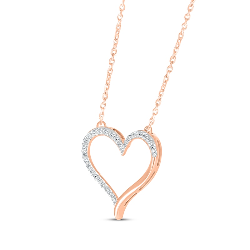 Main Image 2 of Diamond Heart Necklace 1/6 ct tw Round-cut 10K Rose Gold 18&quot;