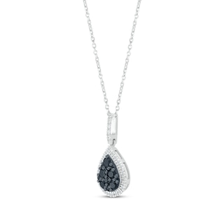 Black & White Diamond Teardrop Necklace 3/8 ct tw Round-cut Sterling ...