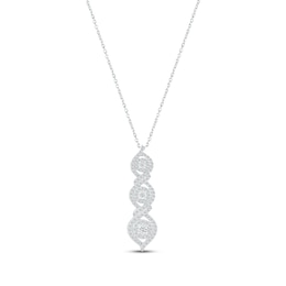 Diamond Three-Stone Swirl Necklace 1 ct tw Round-cut Sterling Silver 18&quot;