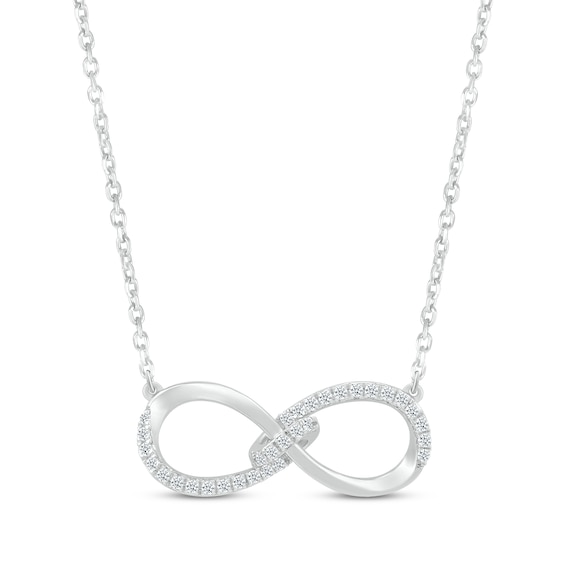 Diamond Loop Infinity Necklace 1/6 ct tw Round-cut 10K White Gold 18"