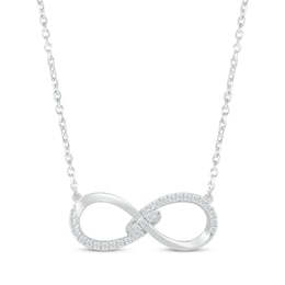 Diamond Loop Infinity Necklace 1/6 ct tw Round-cut Sterling Silver 18&quot;