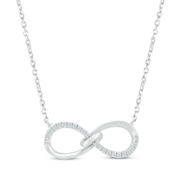 Diamond Loop Infinity Necklace 1/10 ct tw Round-cut Sterling Silver 18&quot;