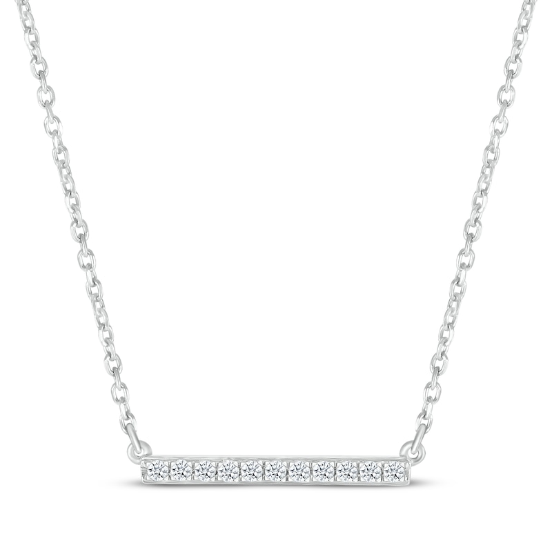 Main Image 1 of Diamond Horizontal Bar Necklace 1/10 ct tw Round-cut Sterling Silver 18&quot;