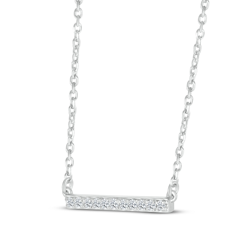 Main Image 2 of Diamond Horizontal Bar Necklace 1/10 ct tw Round-cut Sterling Silver 18&quot;