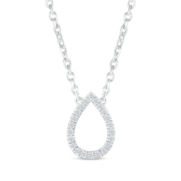 Diamond Teardrop Necklace 1/10 ct tw Round-cut Sterling Silver 18&quot;