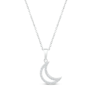 Diamond Letter C Necklace 1/10 ct tw Round-cut Sterling Silver 18